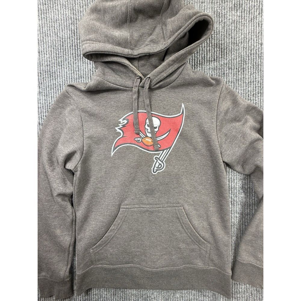Tampa Bay Buccaneers Hoodie Mens Small Brady #12 Gray Logo Sweatshirt Fanatics